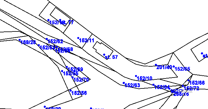Parcela st. 57 v KÚ Smederov, Katastrální mapa