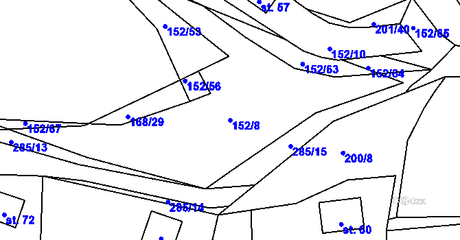 Parcela st. 152/8 v KÚ Smederov, Katastrální mapa