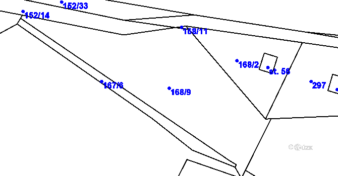 Parcela st. 168/9 v KÚ Smederov, Katastrální mapa