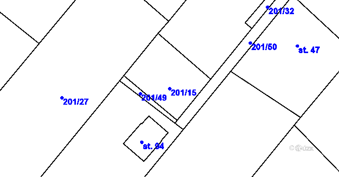 Parcela st. 201/15 v KÚ Smederov, Katastrální mapa