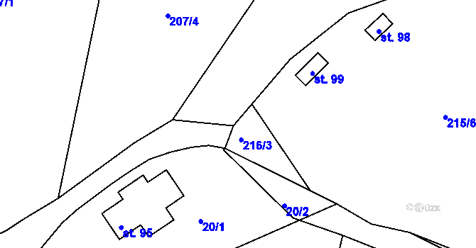 Parcela st. 218/4 v KÚ Smederov, Katastrální mapa
