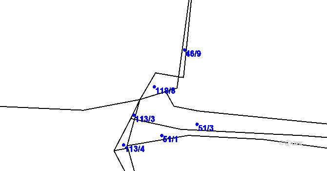 Parcela st. 118/7 v KÚ Smederov, Katastrální mapa