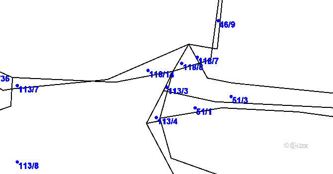 Parcela st. 113/3 v KÚ Smederov, Katastrální mapa