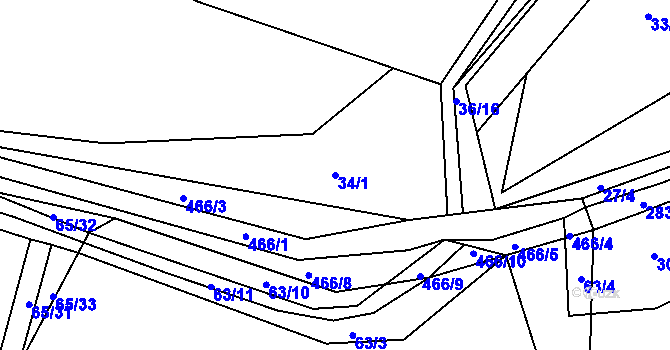 Parcela st. 34/1 v KÚ Smederov, Katastrální mapa