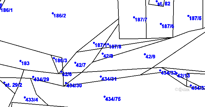 Parcela st. 42/8 v KÚ Smederov, Katastrální mapa