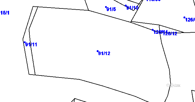 Parcela st. 91/12 v KÚ Smederov, Katastrální mapa