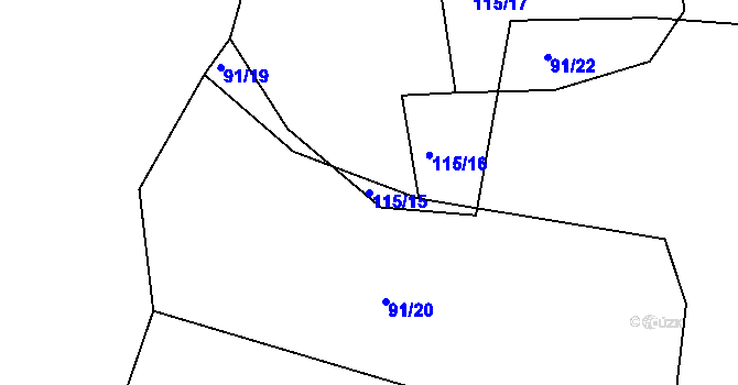Parcela st. 115/15 v KÚ Smederov, Katastrální mapa