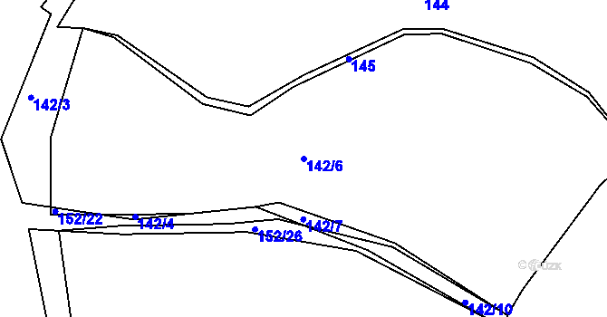 Parcela st. 142/6 v KÚ Smederov, Katastrální mapa