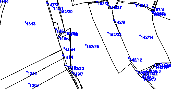 Parcela st. 152/25 v KÚ Smederov, Katastrální mapa