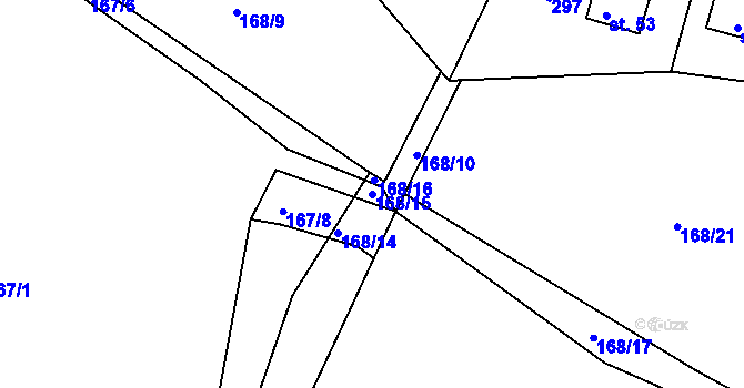 Parcela st. 168/15 v KÚ Smederov, Katastrální mapa
