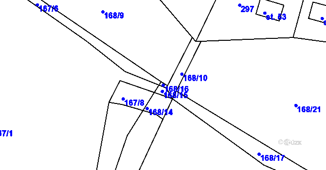 Parcela st. 168/16 v KÚ Smederov, Katastrální mapa