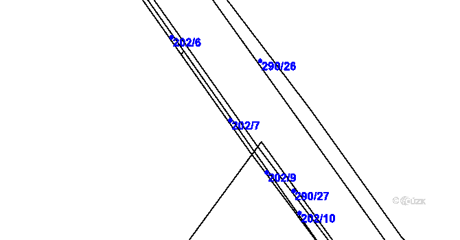 Parcela st. 202/7 v KÚ Smederov, Katastrální mapa