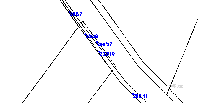 Parcela st. 202/10 v KÚ Smederov, Katastrální mapa