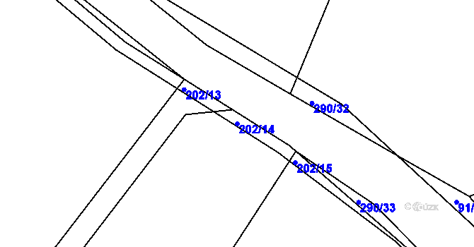 Parcela st. 202/14 v KÚ Smederov, Katastrální mapa