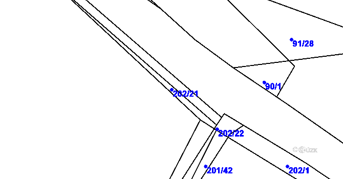 Parcela st. 202/21 v KÚ Smederov, Katastrální mapa