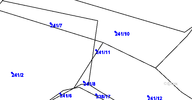 Parcela st. 241/11 v KÚ Smederov, Katastrální mapa