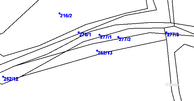 Parcela st. 252/13 v KÚ Smederov, Katastrální mapa