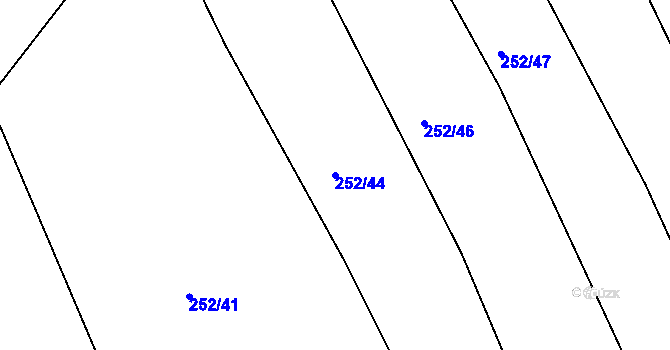Parcela st. 252/44 v KÚ Smederov, Katastrální mapa