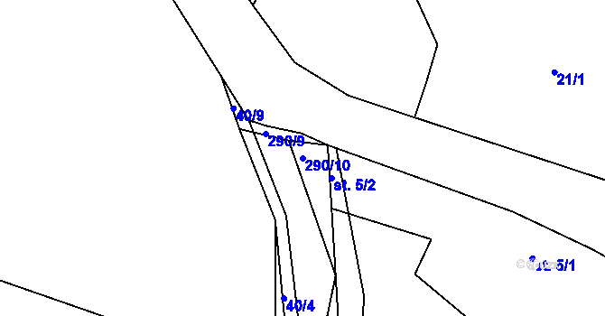 Parcela st. 290/10 v KÚ Smederov, Katastrální mapa