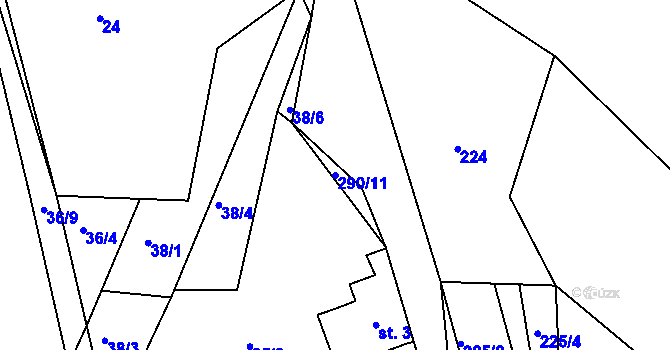Parcela st. 290/11 v KÚ Smederov, Katastrální mapa