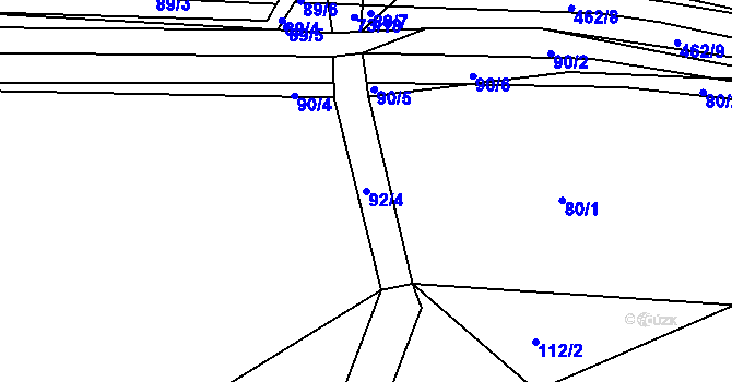 Parcela st. 92/4 v KÚ Žďár u Blovic, Katastrální mapa