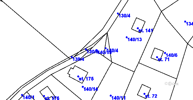 Parcela st. 140/19 v KÚ Žďár u Blovic, Katastrální mapa