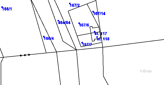 Parcela st. 167/7 v KÚ Žďár u Blovic, Katastrální mapa