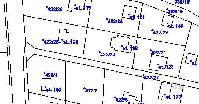 Parcela st. 422/23 v KÚ Žďár u Blovic, Katastrální mapa