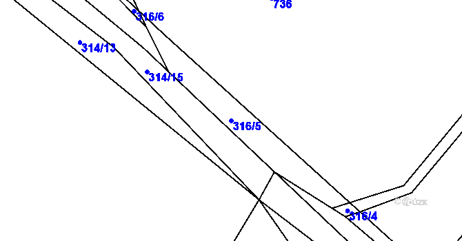 Parcela st. 316/5 v KÚ Žďár u Blovic, Katastrální mapa