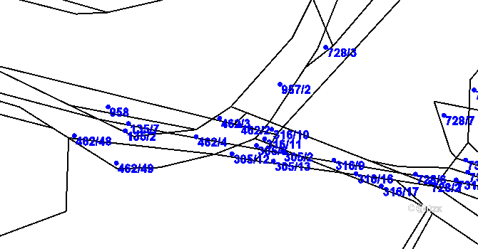 Parcela st. 462/2 v KÚ Žďár u Blovic, Katastrální mapa
