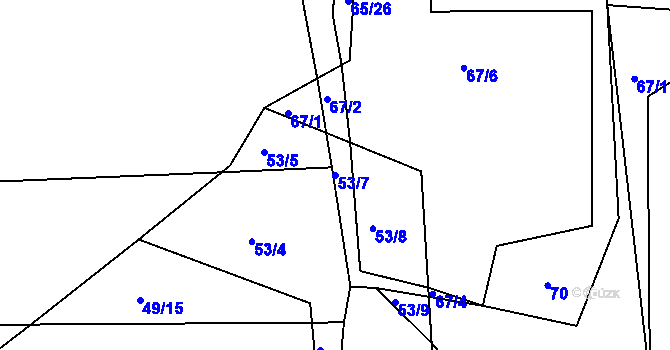 Parcela st. 53/7 v KÚ Žďár u Blovic, Katastrální mapa