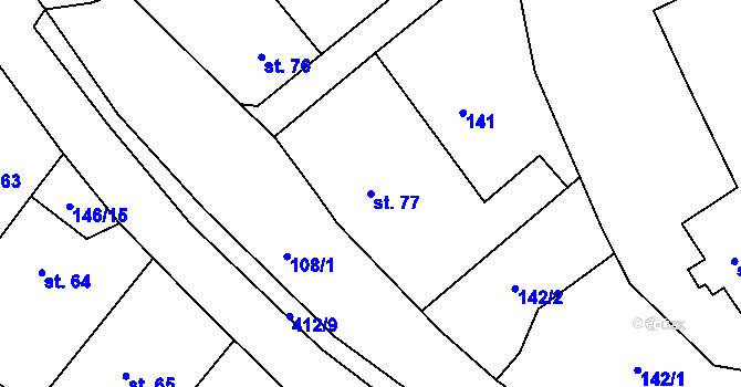 Parcela st. 77 v KÚ Ždírec u Blovic, Katastrální mapa