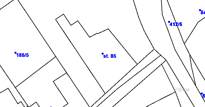 Parcela st. 85 v KÚ Ždírec u Blovic, Katastrální mapa