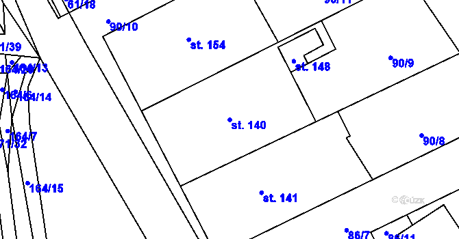 Parcela st. 140 v KÚ Ždírec u Blovic, Katastrální mapa