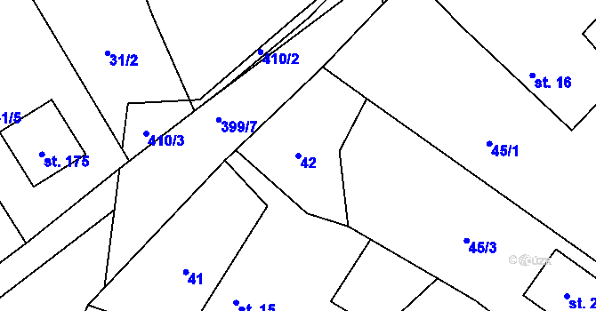 Parcela st. 42 v KÚ Ždírec u Blovic, Katastrální mapa