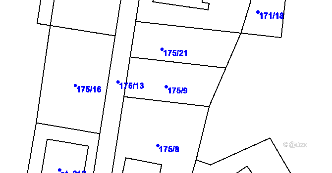 Parcela st. 175/9 v KÚ Ždírec u Blovic, Katastrální mapa