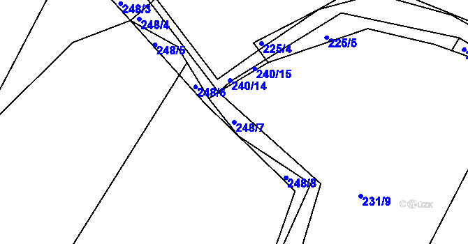 Parcela st. 248/7 v KÚ Ždírec u Blovic, Katastrální mapa