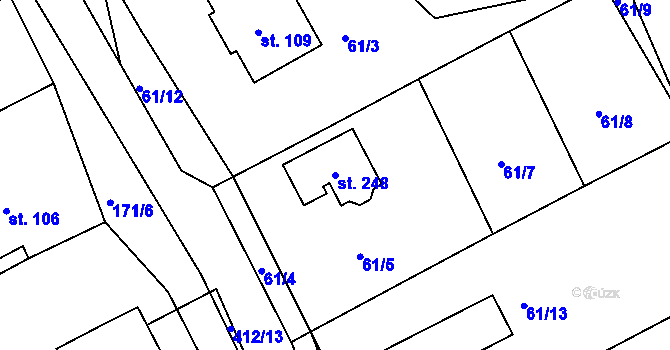 Parcela st. 248 v KÚ Ždírec u Blovic, Katastrální mapa
