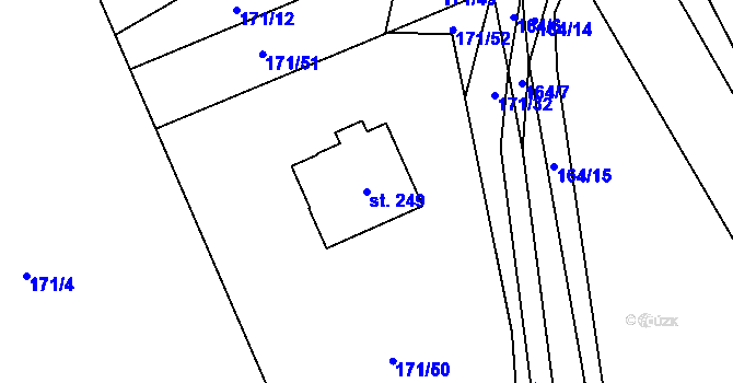 Parcela st. 249 v KÚ Ždírec u Blovic, Katastrální mapa