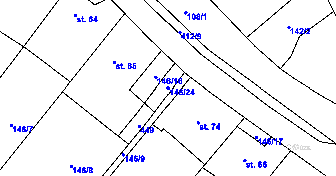 Parcela st. 146/24 v KÚ Ždírec u Blovic, Katastrální mapa