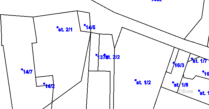 Parcela st. 2/2 v KÚ Ždírec v Podbezdězí, Katastrální mapa