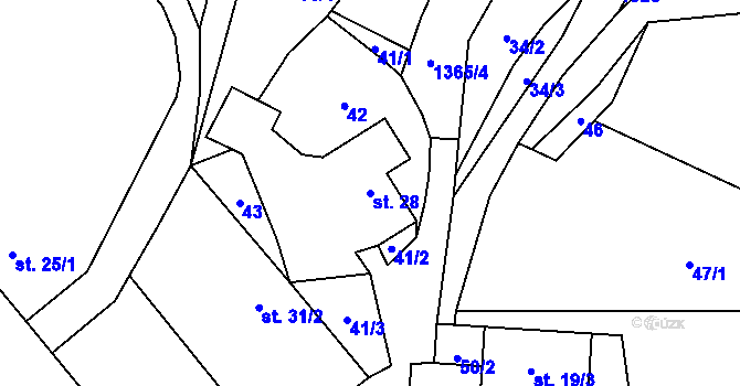 Parcela st. 28 v KÚ Ždírec v Podbezdězí, Katastrální mapa