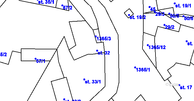 Parcela st. 32 v KÚ Ždírec v Podbezdězí, Katastrální mapa