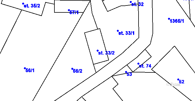 Parcela st. 33/2 v KÚ Ždírec v Podbezdězí, Katastrální mapa