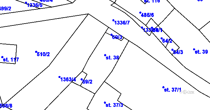 Parcela st. 38 v KÚ Ždírec v Podbezdězí, Katastrální mapa