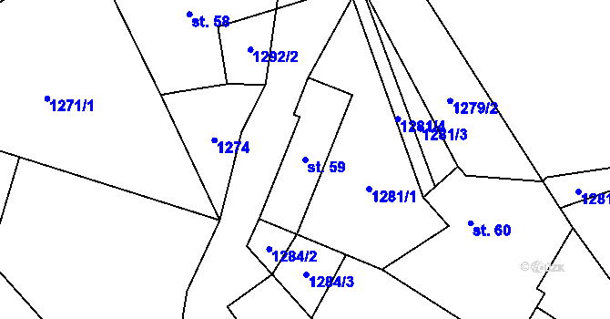 Parcela st. 59 v KÚ Ždírec v Podbezdězí, Katastrální mapa