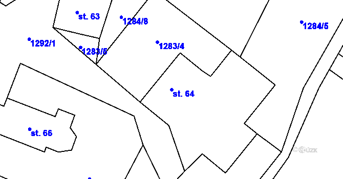 Parcela st. 64 v KÚ Ždírec v Podbezdězí, Katastrální mapa