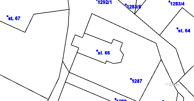 Parcela st. 66 v KÚ Ždírec v Podbezdězí, Katastrální mapa