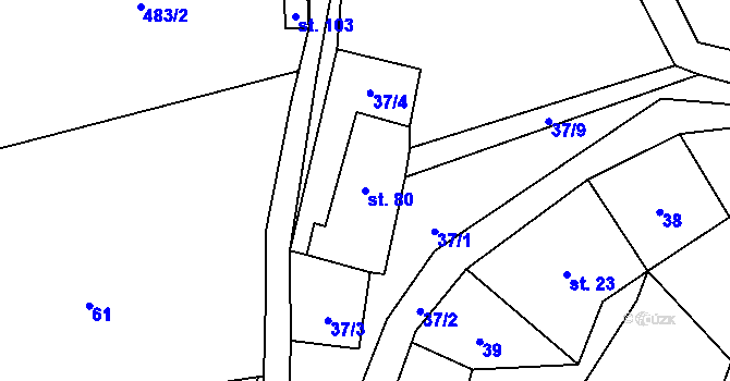 Parcela st. 80 v KÚ Ždírec v Podbezdězí, Katastrální mapa