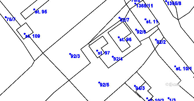 Parcela st. 97 v KÚ Ždírec v Podbezdězí, Katastrální mapa
